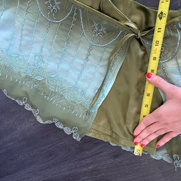 FREE PEOPLE $168 nwt beaded skort mini Ombre green - Picture 7 of 8